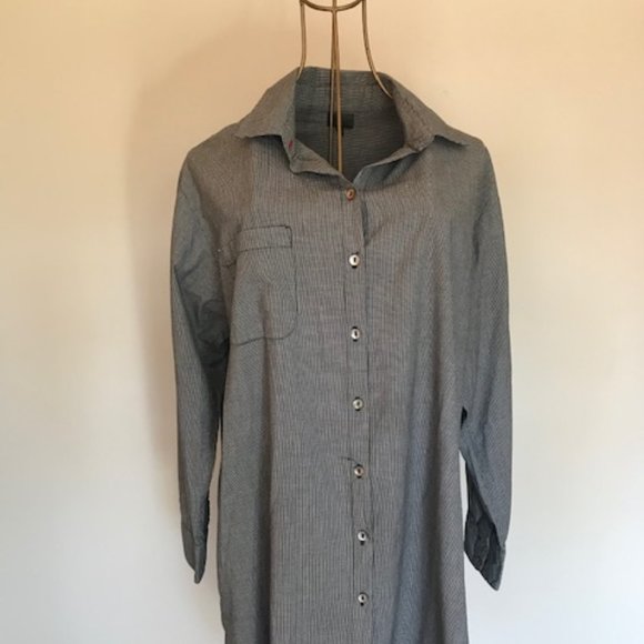 Black and white check cotton tunic shirt - Picture 7 of 13